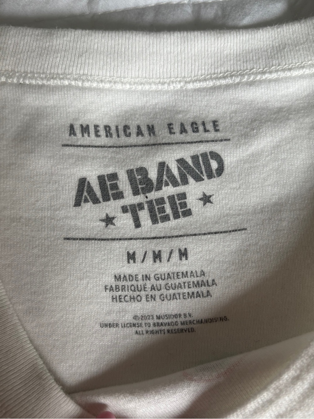American Eagle Outfitters White AE Band Tee - Men's Crew Neck